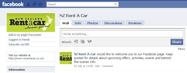 New Zealand Rent A Car Facebook Page