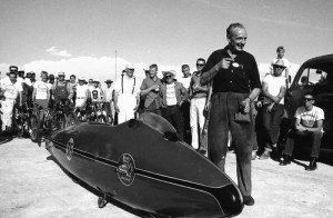 Burt and his "Munro Special", Bonneville Salt Flats, 1962-63. Photo: Jack Brady