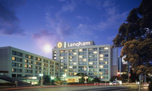 Auckland's prestigious Langham Hotel. Behind the left-hand wing of the building there once stood a windmill.