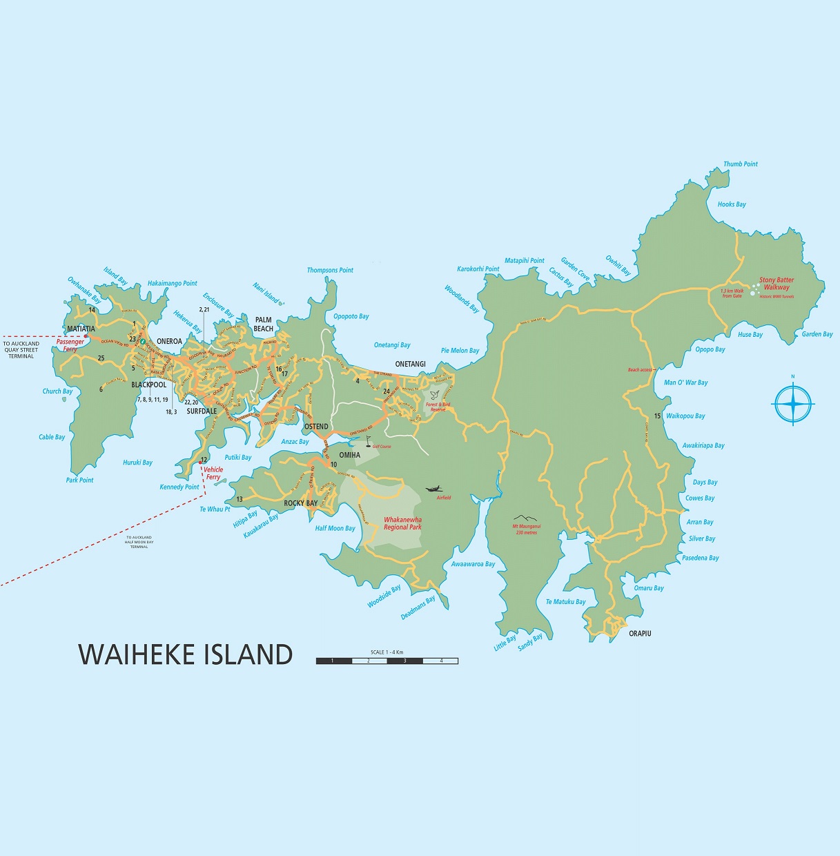 Auckland S Hauraki Gulf A Guide To The Islands New Zealand Waiheke Island Map