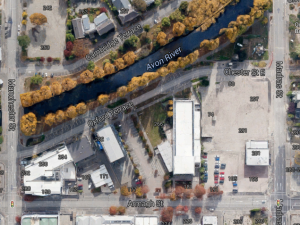 Google view of the proposed site, showing the Centennial Pool.  The carpark on the right seems as though it won't be part of the park.