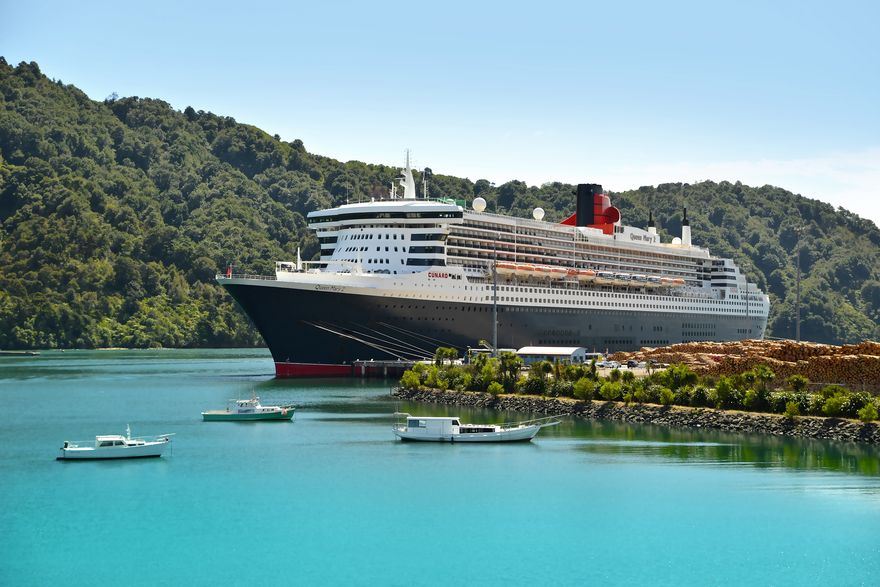 The Queen Mary II berthed in Shakespeare Bay, Picton. Photo: Richard Briggs