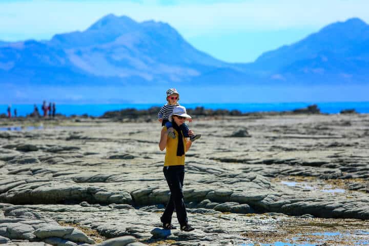 Woman & Daughter Walking At Kaikoura